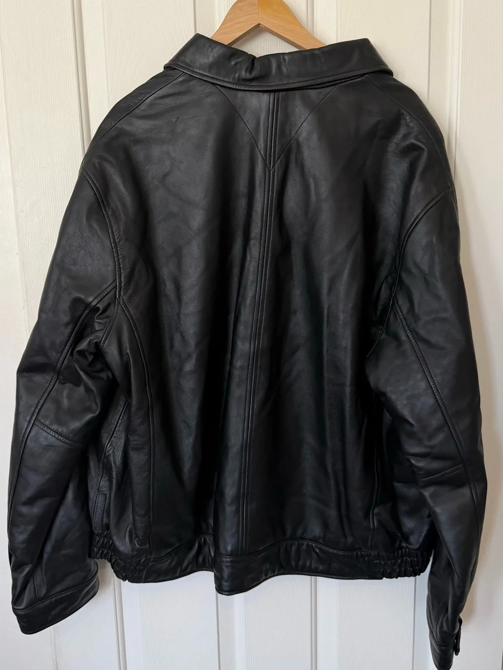 Tommy Hilfiger Black Leather Bomber Jacket